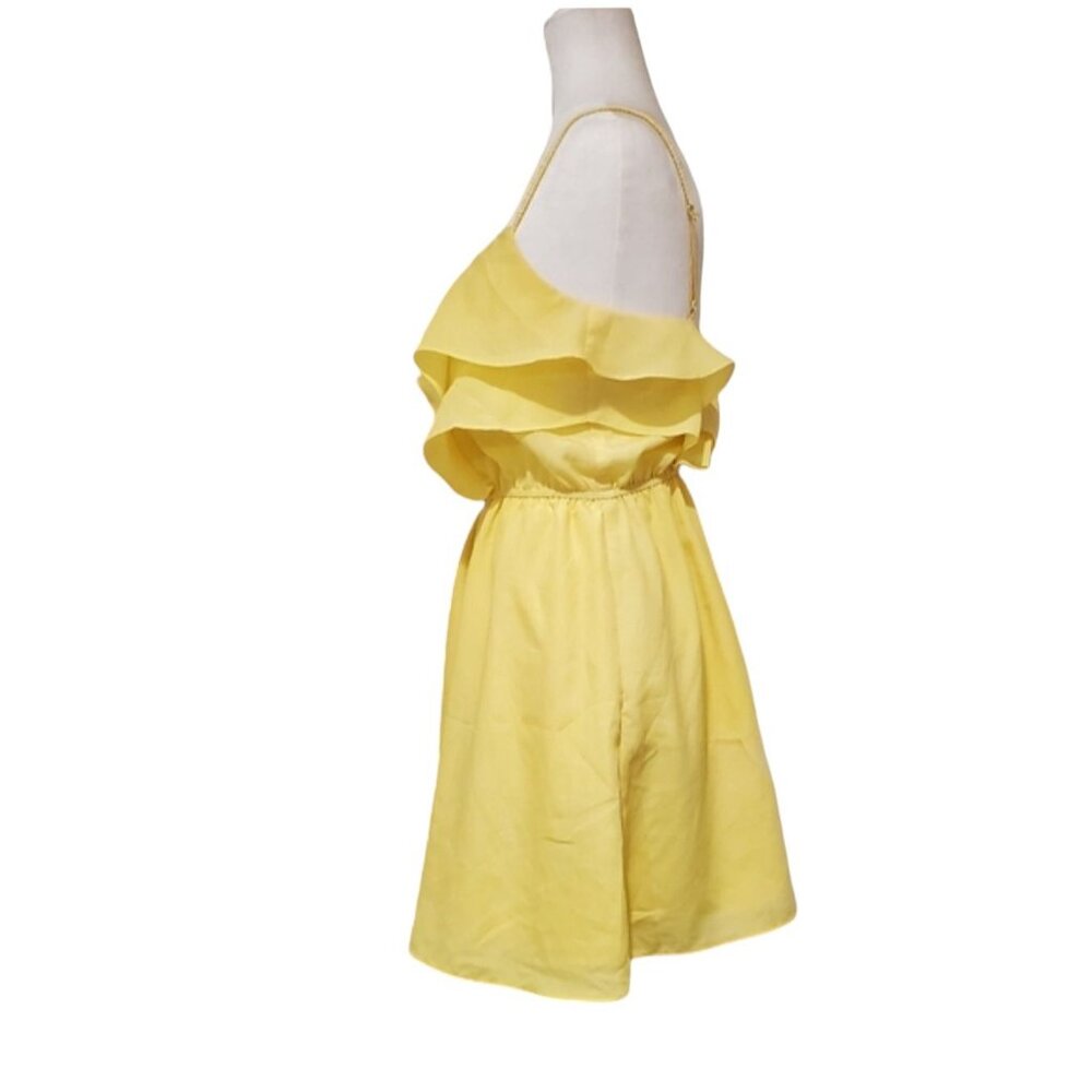 Bcbgeneration Yellow Ruffle Spaghetti Strap Mini … - image 3